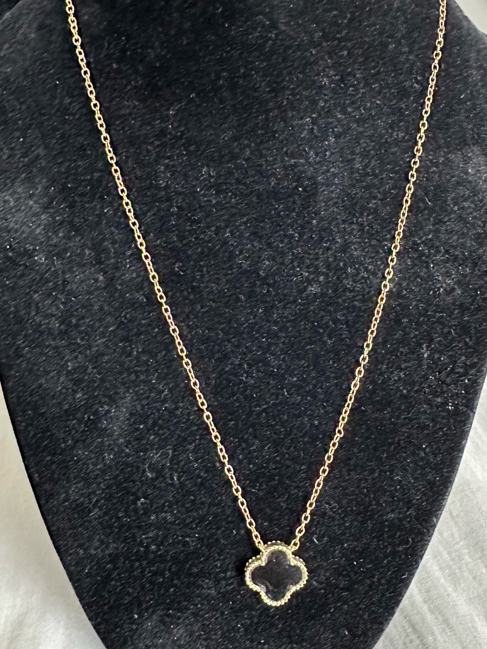 Black Clover and gold plated Pendant Necklace - Women Jewelry